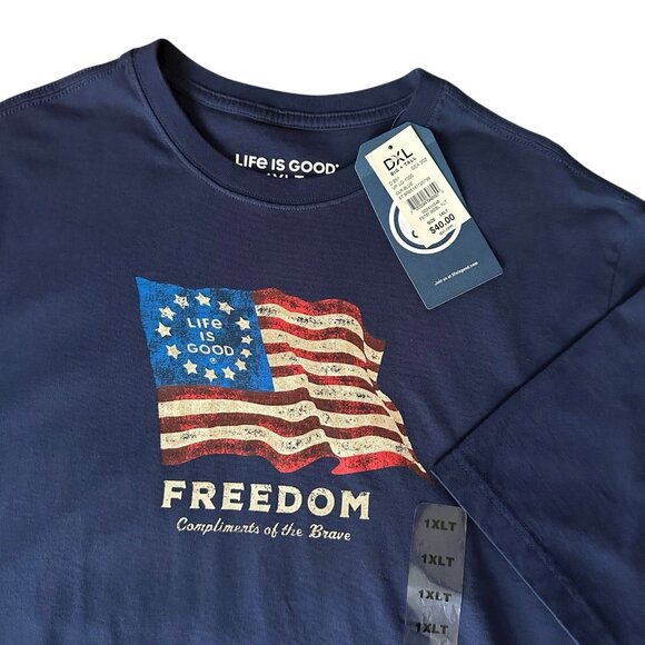 Life is Good Red White Blue Graphic T-Shirt Mens Sz XL Tall USA America Patriot - Picture 1 of 8